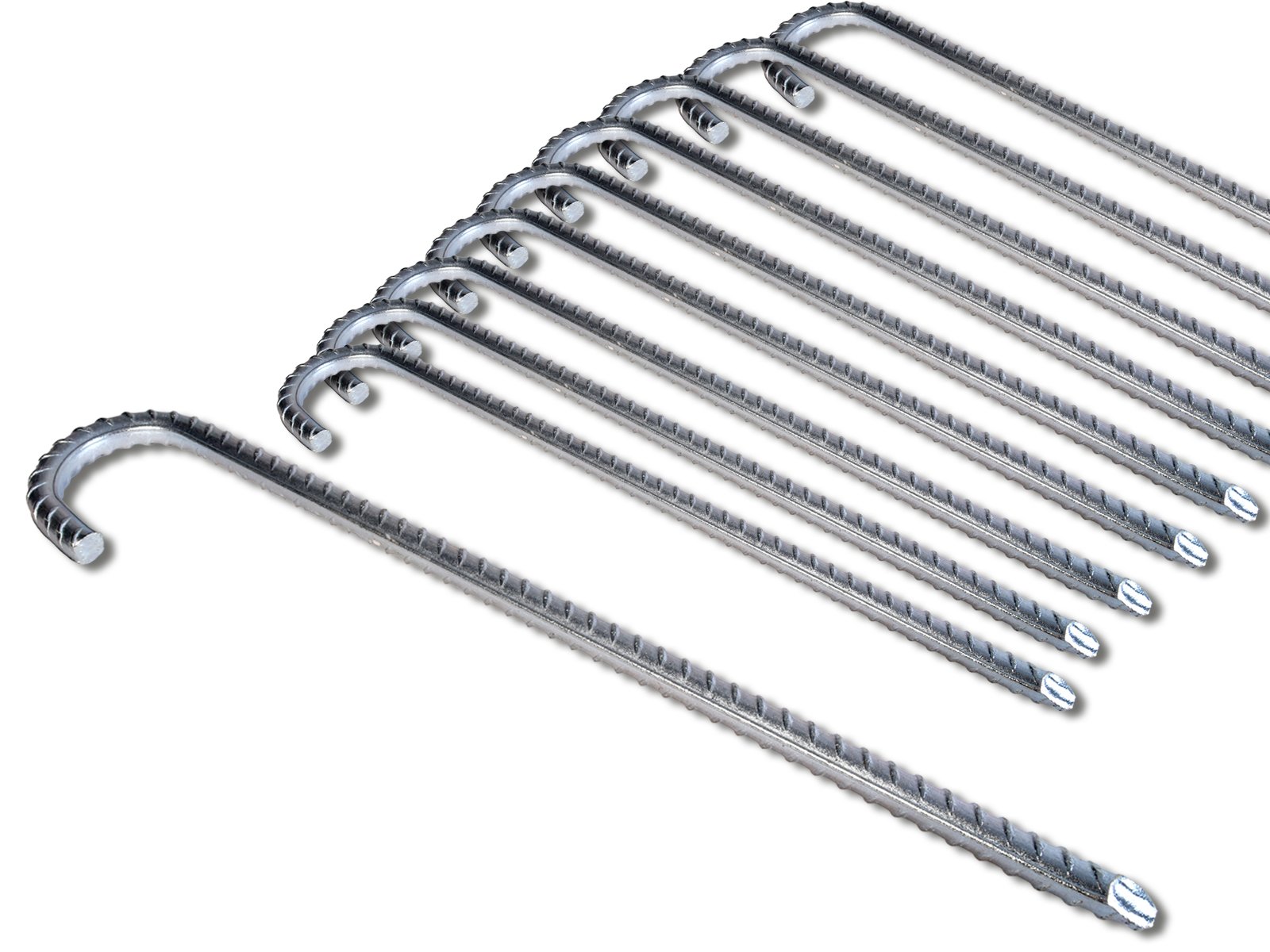 K&B Vertrieb Bodenanker XL Heringe 38cm Silber Erdnagel Erdanker Erdspieß Bauanker Nagel Zelt Zelthering 300 (12 Stück - Ø 12mm)