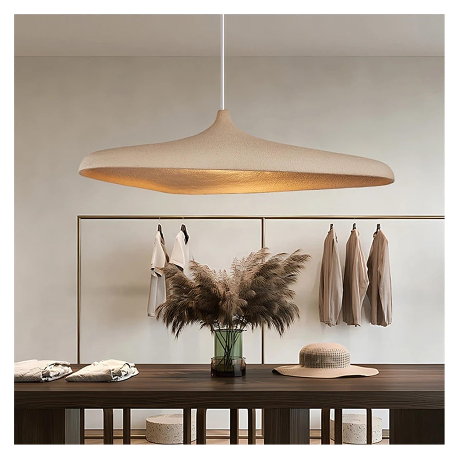 Lampa wisząca LED w stylu skandynawskim do salonu, jadalni, sypialni (trzonek E27, brązowa, 80 x 42 x 22 cm, neutralna)