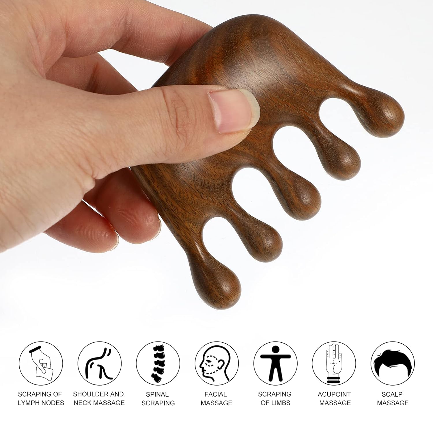 Flavoma Natural Wood Wide Tooth Hair and Scalp Massager Comb | Gua Sha comb for scalp | Multi-Functional Tool Scraping | Multifunctional Meridian Massage Comb | Ideal for Head and Neck Massage | Scalp Massage No Static Head Massager Tool Physical Therapy 1