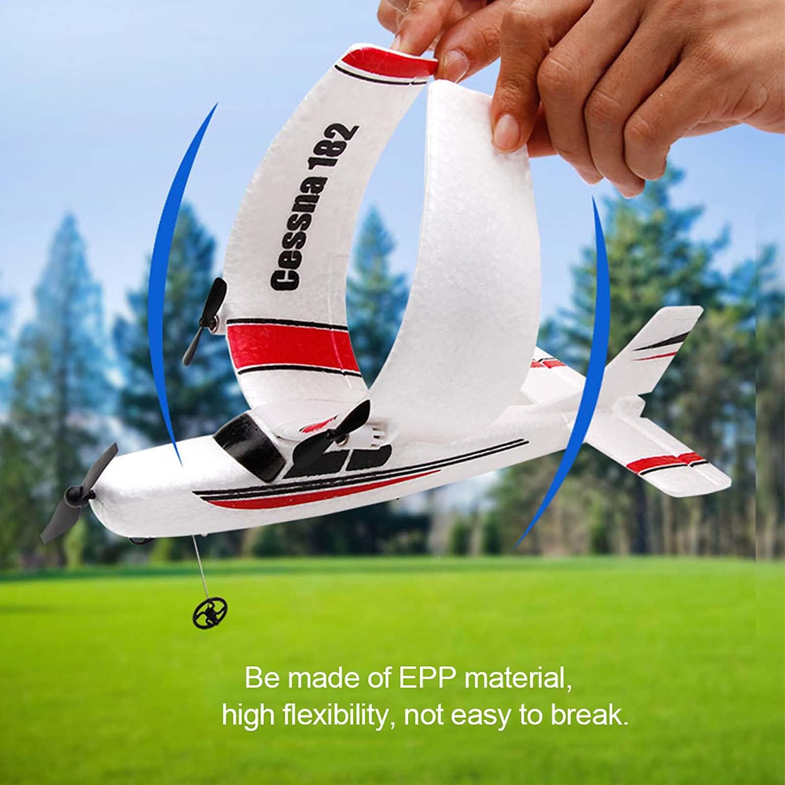 Goolsky FX801 samolot Cessna 182 2,4 GHz 2CH RC samolot outdoorowy dla dzieci i chłopców, z 3 bateriami