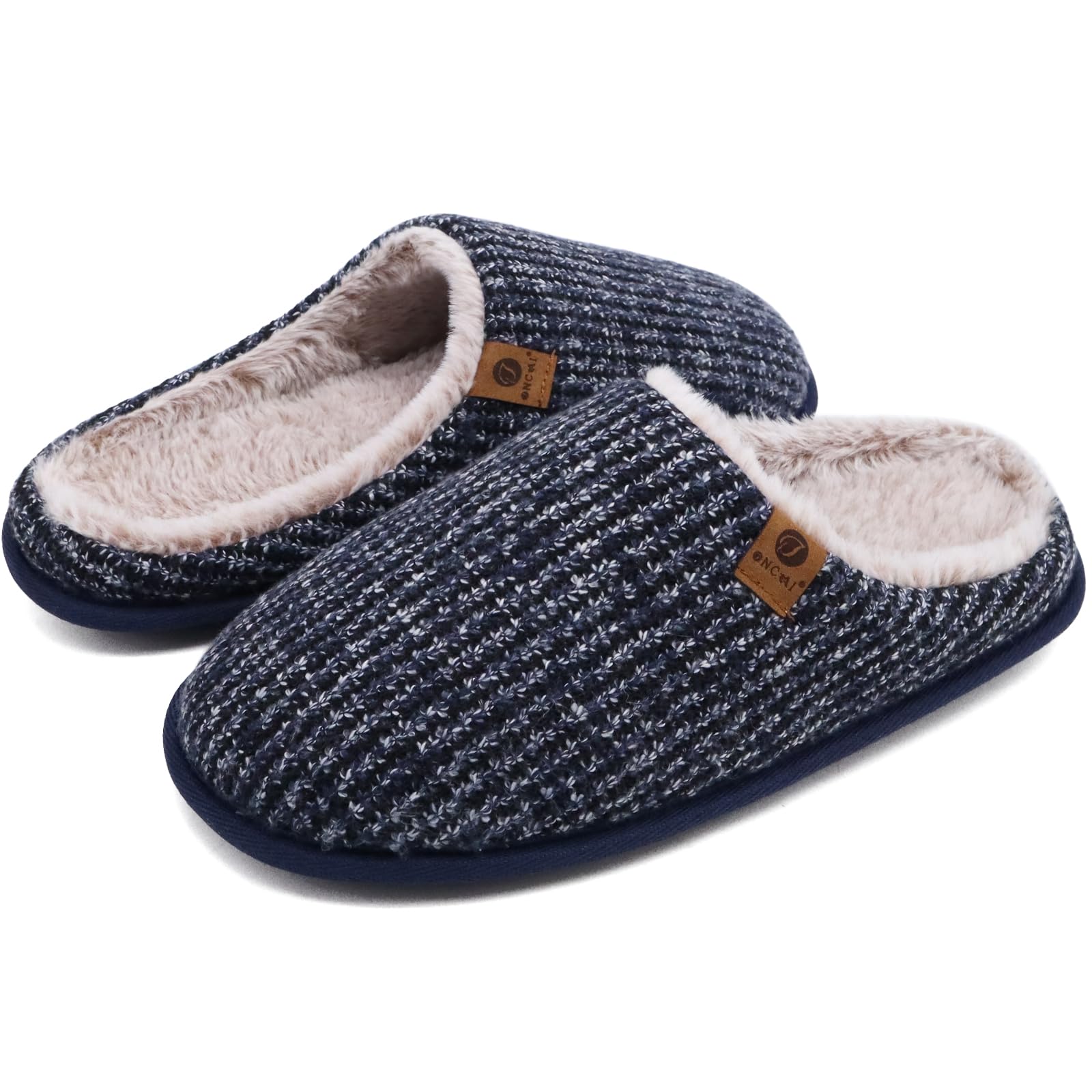 ONCAI Pantofole da Uomo Invernali, Comoda Memory Foam Calde Scarpe da Casa in Lana Con Suola Antiscivolo Taglia 40-49 EU