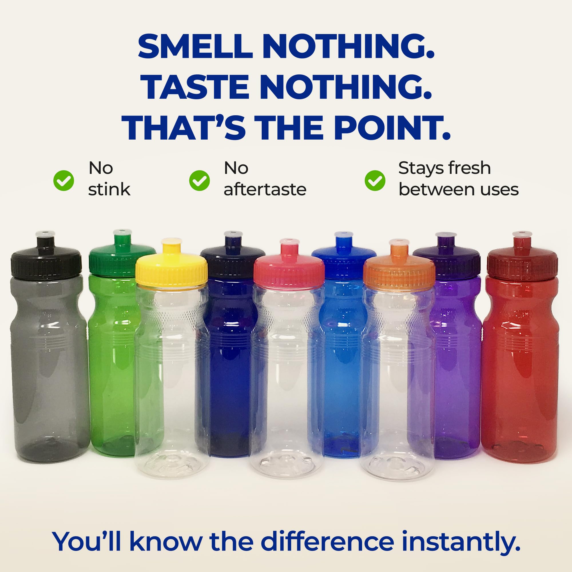 Rolling Sands BPA-freie Wasserflaschen, 680 ml, transparent/regenbogenfarben, 30 Stück, hergestellt in den USA
