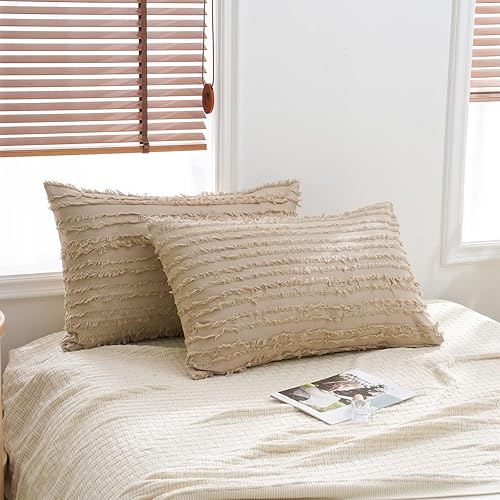 Miniatura 1 de Herside Juego de 2 fundas de almohada bohemias de algodón con cierre de bolsillo, fundas de almohada tamaño King, fundas de almohada suaves y