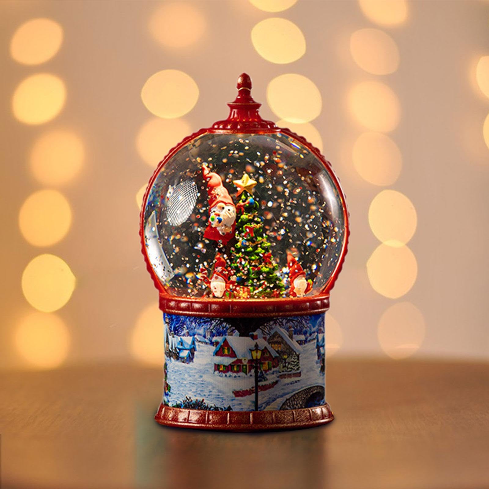 Bola de Nieve Navideña Globo Musical con Luz y Decoración de Resina con Efecto de Nieve Automática Adecuada para Regalo Adorno Interior Escenario de, Papá Noel, Individual