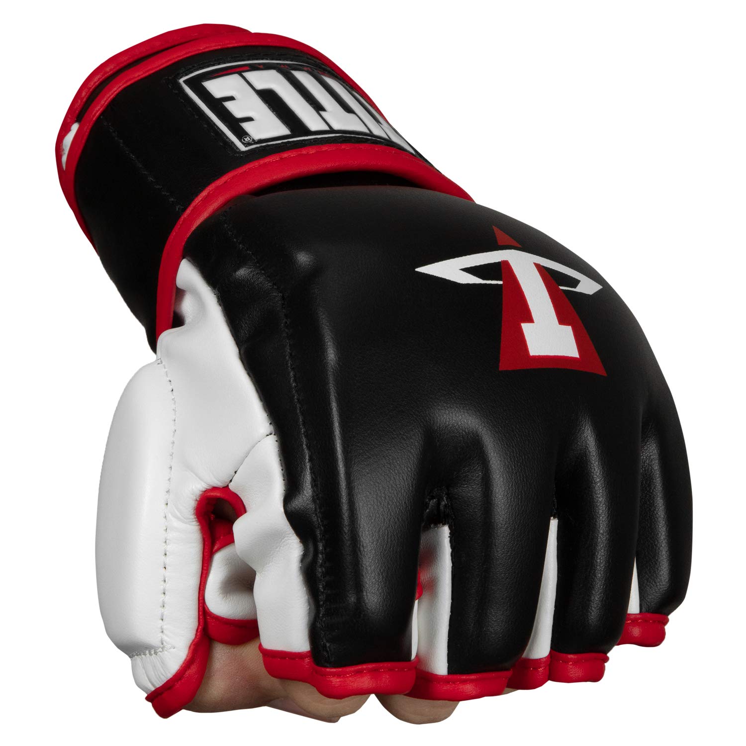 Title Conflict MMA Training Gloves, Black/White/Red, Regular