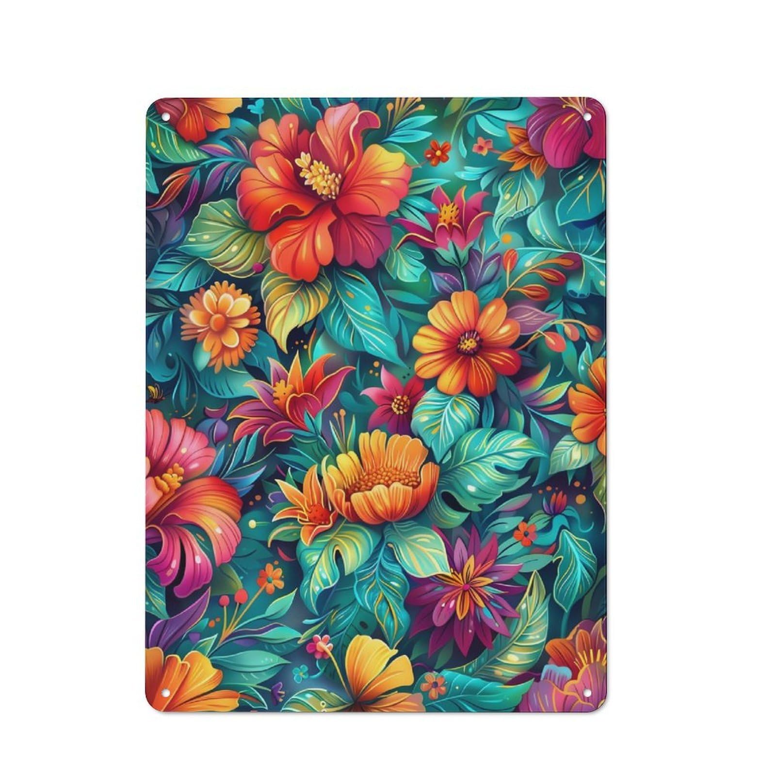 Junmoney Floral Fantasy Clean Industrial Decorative Metal Plaque 40X30cm, Loft Wall Plaque For Modern Home, Workshop, Office Or Cafe