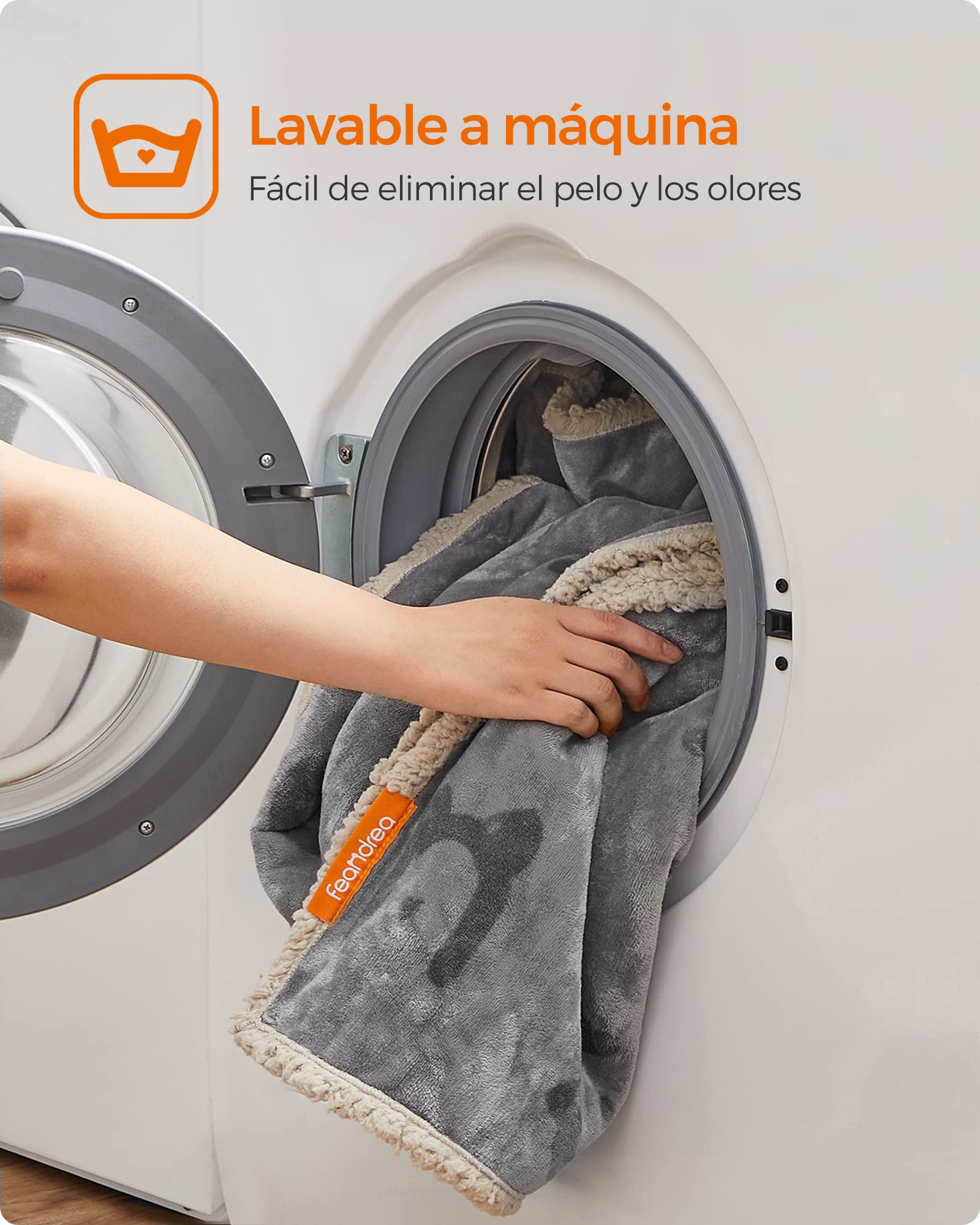 Feandrea Manta Impermeable para Perros, Vellón y Franela, para Perros Minialtura, Gatos, 73 x 63 cm, S, Reversible, Protección para Sofá, Cama, Lavable a Máquina, Gris PPB029G01