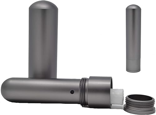Miniatura 2 de Prime Natural Inhalador nasal en blanco de aleación de aluminio de aceite esencial, inhalador de metal vacío de aluminio recargable, color gris