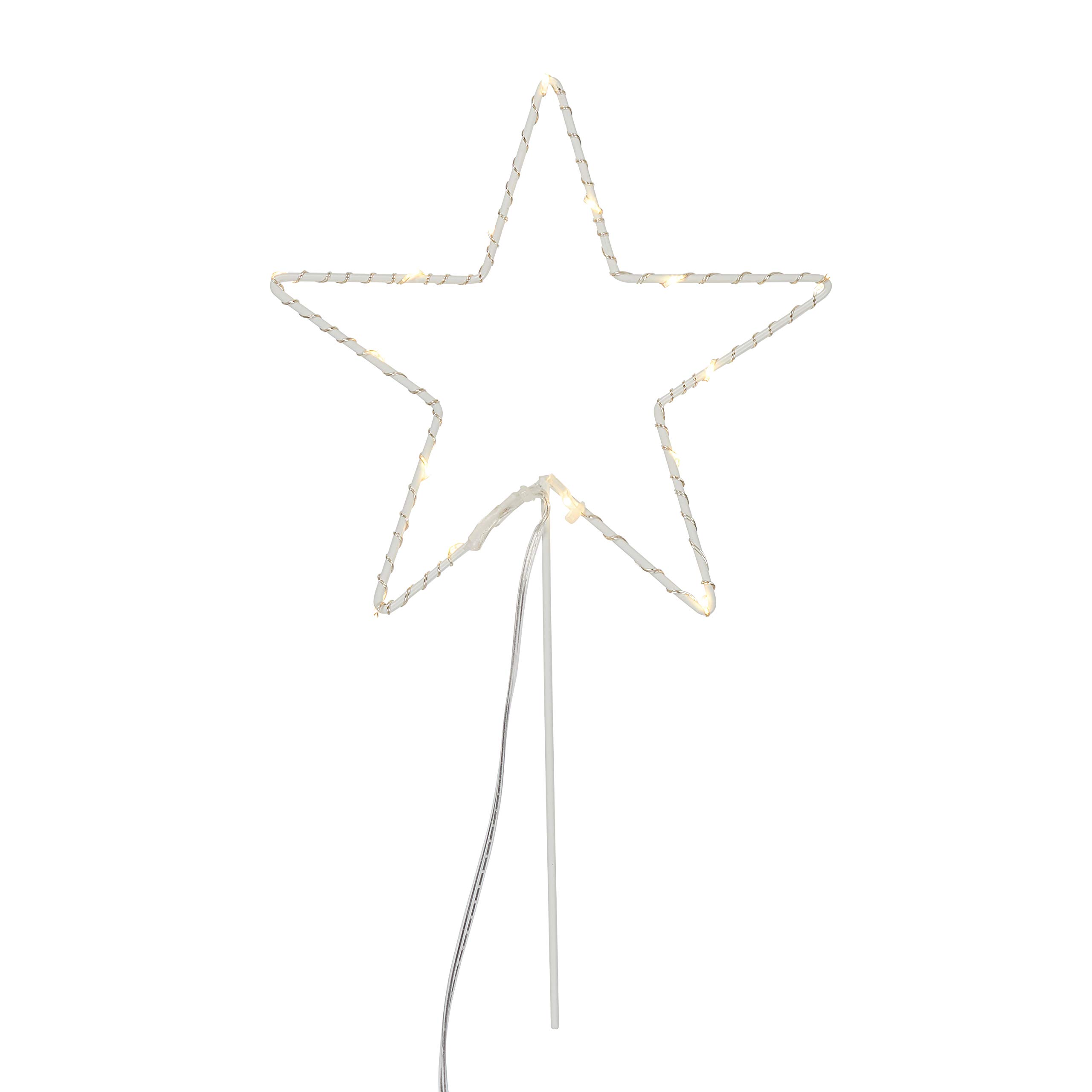 Lights4fun Puntale per Albero di Natale a Stella con Micro LED Bianchi Caldi a Pile