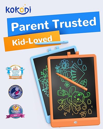 Vista 66 de KOKODI Tableta de escritura LCD, regalos para niños y niñas de 3 años, tableta de dibujo colorida de 10 pulgadas, almohadillas de dibujo Azul