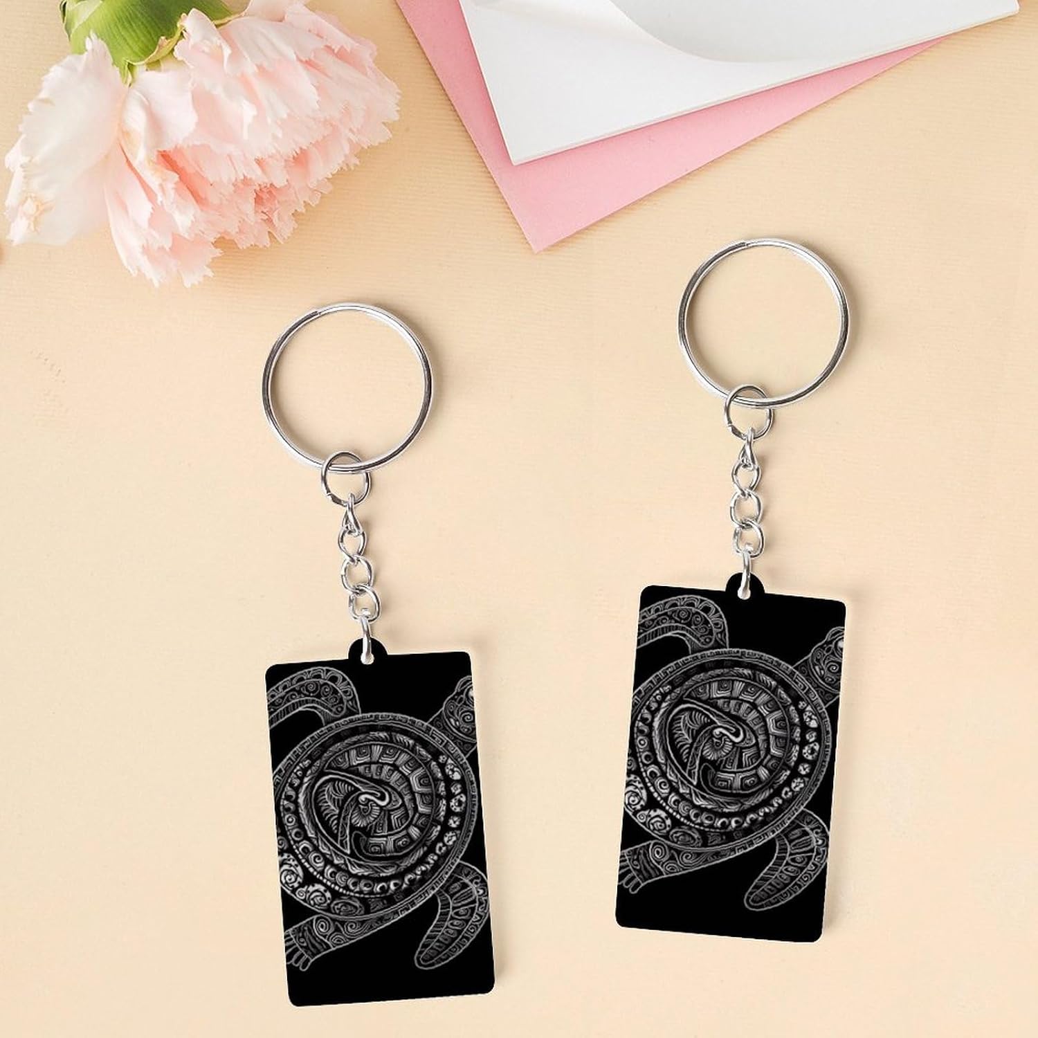 Cute Characteristic Turtle Printed Acrylic Key Chains, Key Chains for Car Keys Bag Chain Acrylic Decorations Gift Key Chains for Men And Women image 3