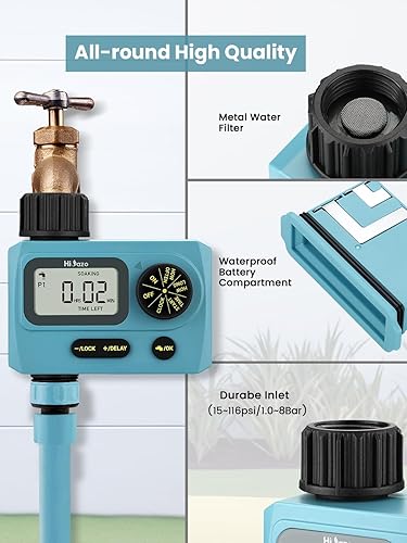 Miniatura 7 de HiOazo Temporizador de rociador, temporizador de manguera de agua programable 6 planos, temporizador de agua para manguera de jardín, modo de
