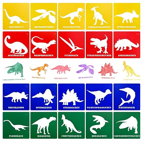 YETOOME 20 Pieces Dinosaur Stencils for Kids 5.1 Inches Drawing