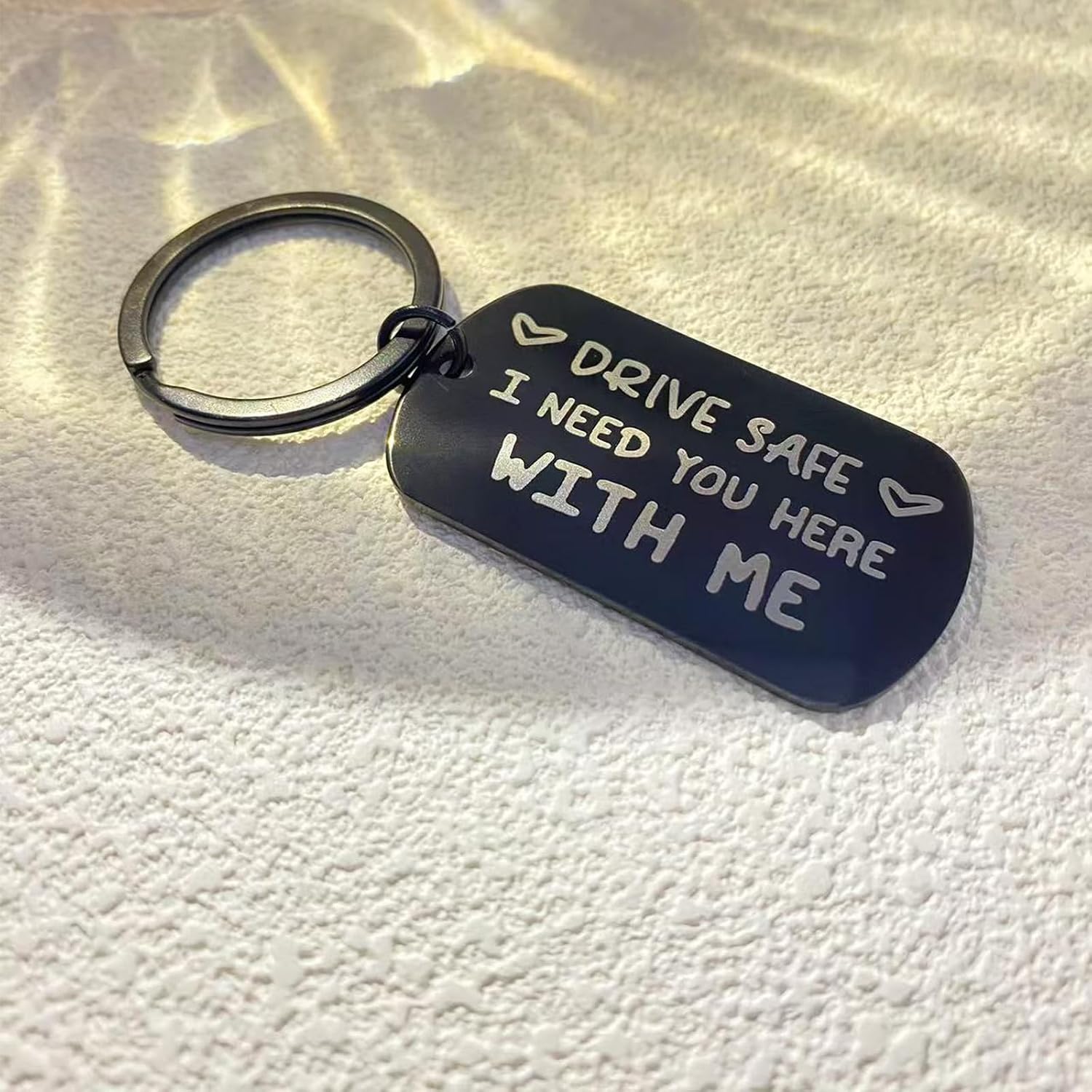 Drive Safe Keychain Gift for Him Husband Boyfriend from Wife Girlfriend Birthday Valentine’s Day I Love you Gifts