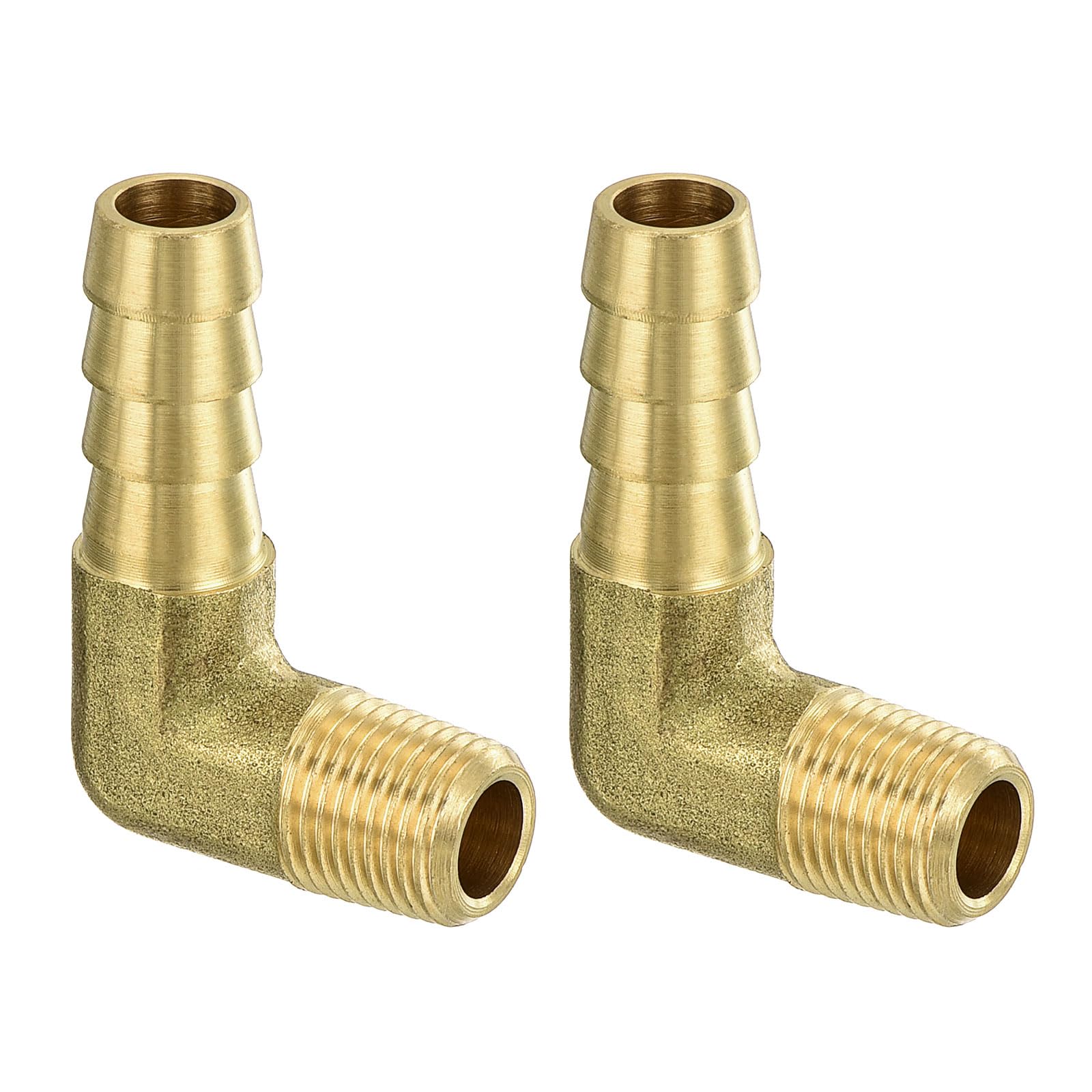 uxcell Brass Hose Barbed Elbow Fitting 2pcs 5/16" Barb x 1/8" NPT Male 90 Degree Brass Barb Pipe Fitting for Water Fuel Air