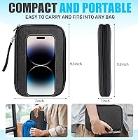 Vista 2 de Travel Cable Organizer Bag, Electronics Organizer Tech Pouch with Double Layers for Cords, Chargers, Phone, Earphones, USBs, SD Cards - Travel