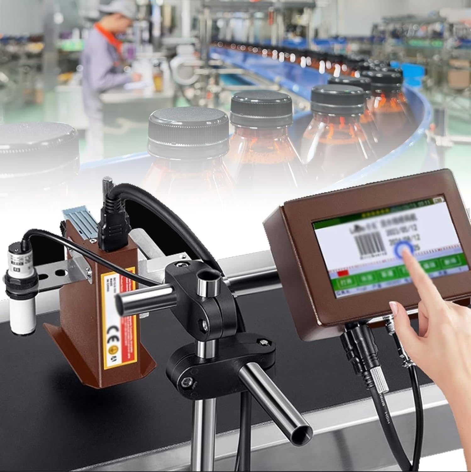 Industrial Online Inkjet Automatische Codierungsmaschine für Produktionslinien, Logo-Etiketten-Grafiken, 12,7 mm Breite, Schwarz