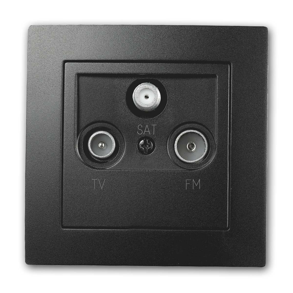 FLAIR Antennendose mit Rahmen, schwarz, TV/Radio & SAT, Krallen-/Schraubenbefestigung