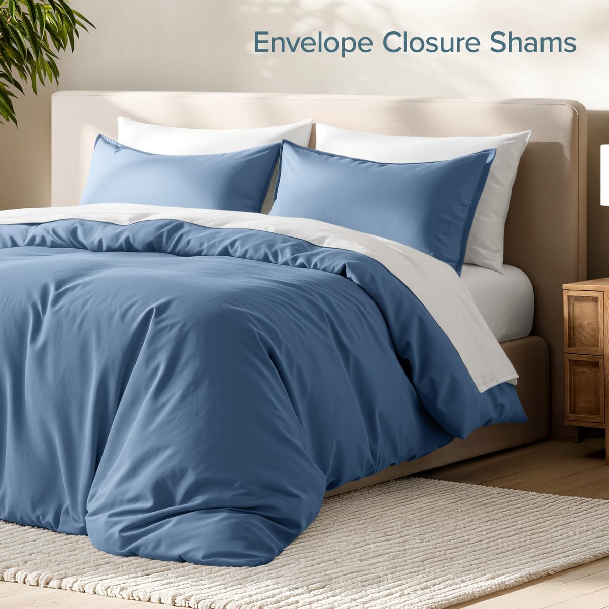 Bare Home Duvet Cover Set 1800 Ultra-Soft (Queen, Coronet Blue) view 4