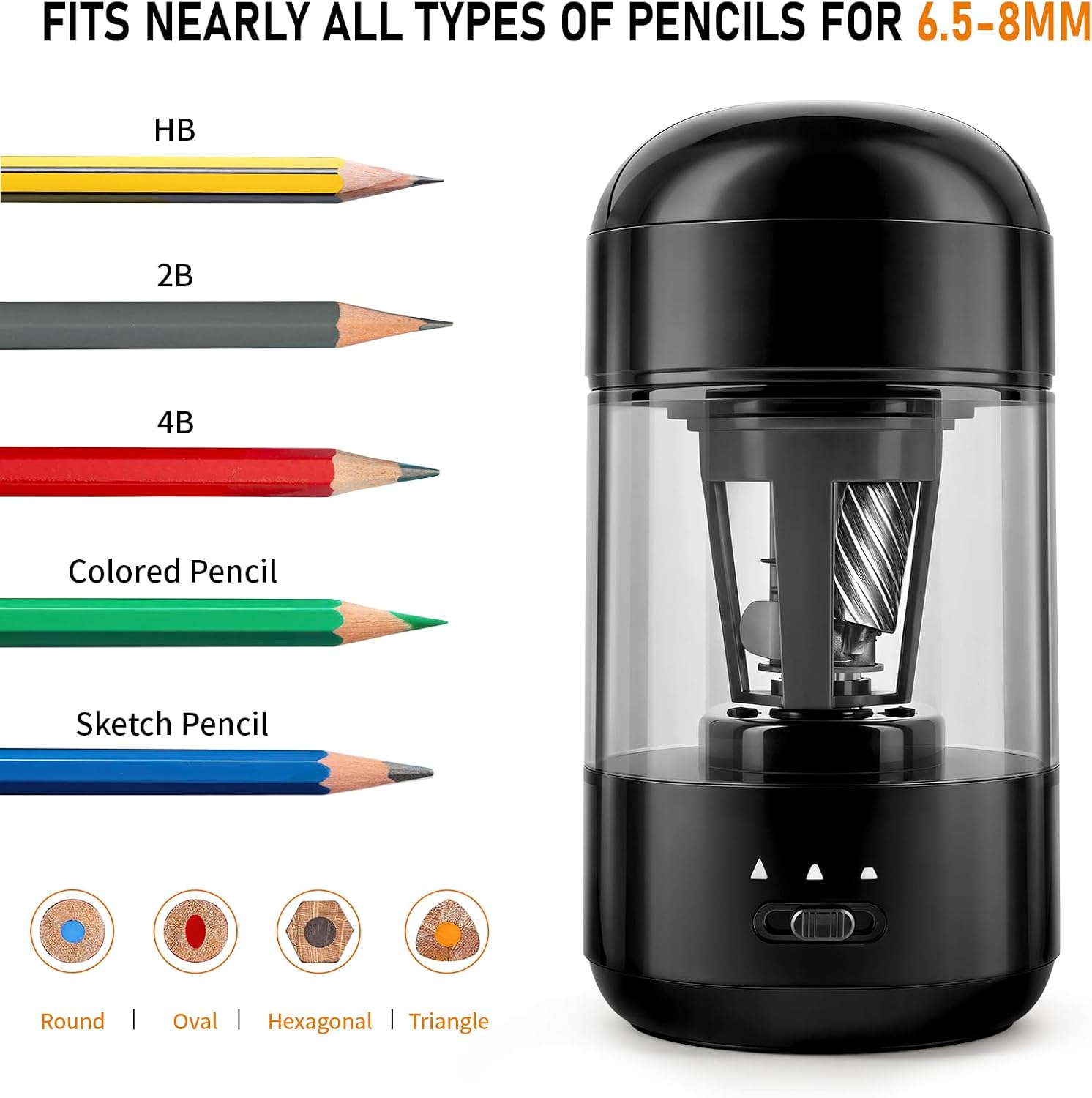 Electric Pencil Sharpener for School, Fully Automatic, 3 Sharpness Settings image 3