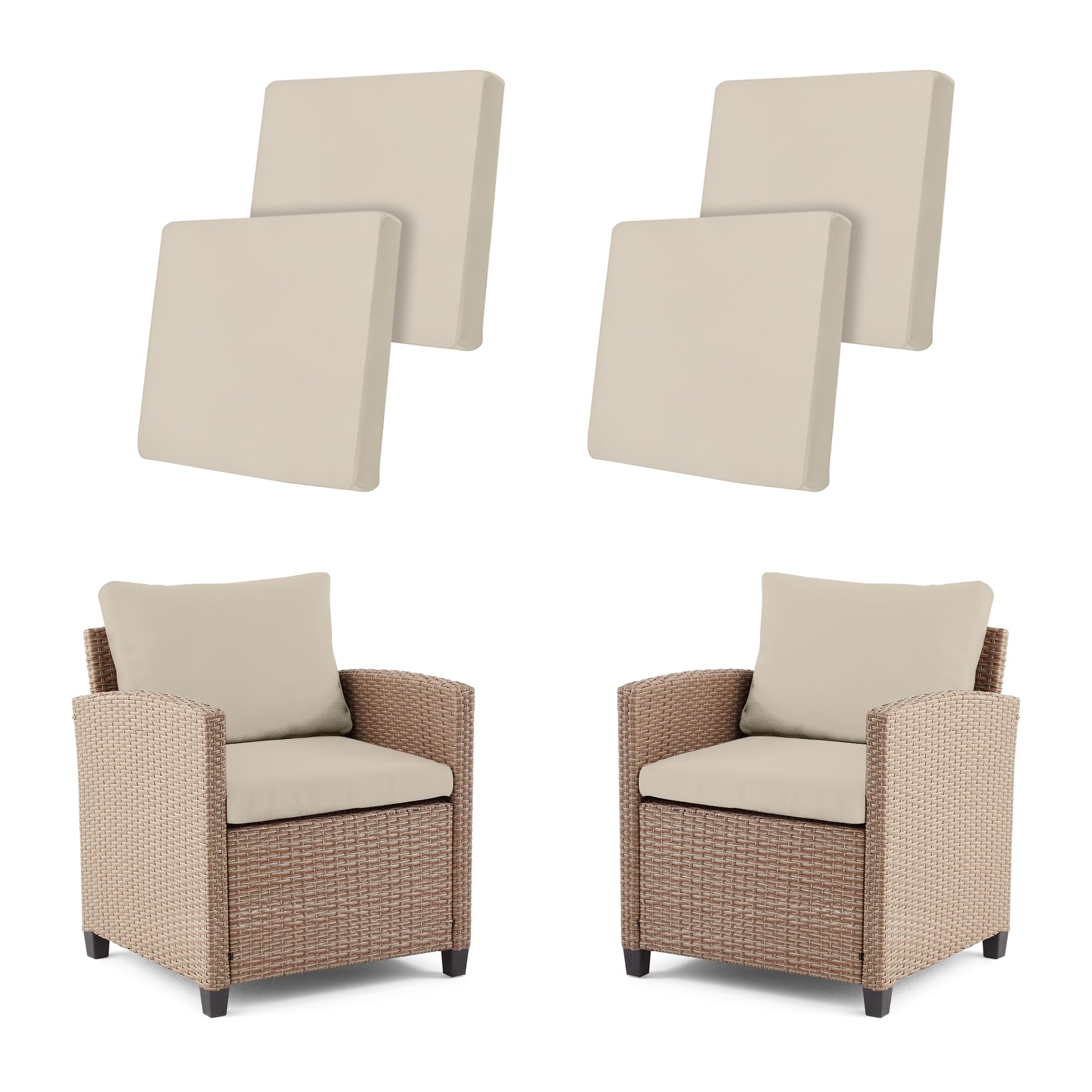 Photo 1 of IntoBox 8Pcs Outdoor Cushion Covers Patio Cushion Covers Stretch Cushion Covers for Outdoor Furniture Replacement Washable Reusable Furniture Protector(Beige)