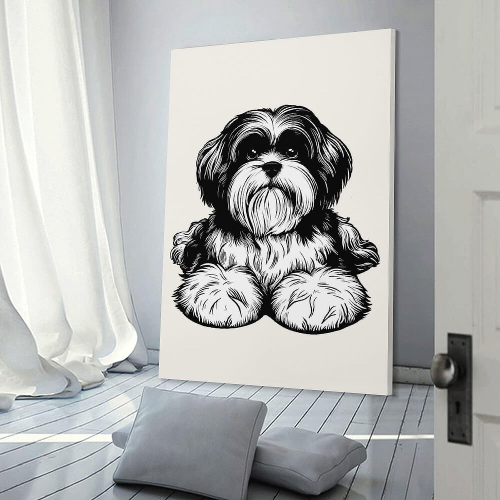 Junmoney Decorative Wall Artwork Lhasa Apso, 16x24inch(40x60cm), for Living Room, Lounge Or Sitting Room, Modern Wall Decor for Cosy Interiors