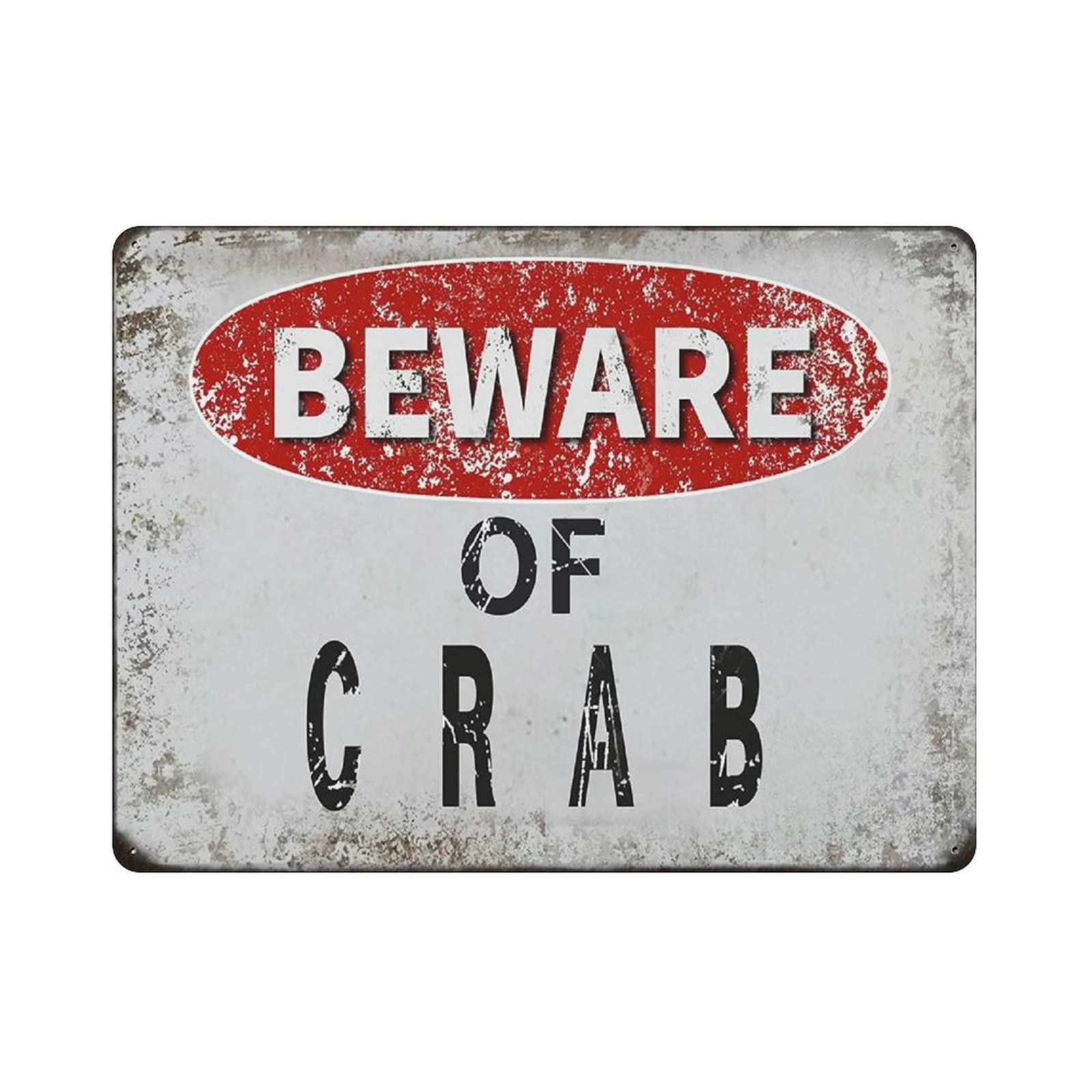 Metal Tin Sign Beware of Crab Vintage Tin Poster Metal Sign Wall Decoration Country Kitchen Home Garage Decor 12"x16"