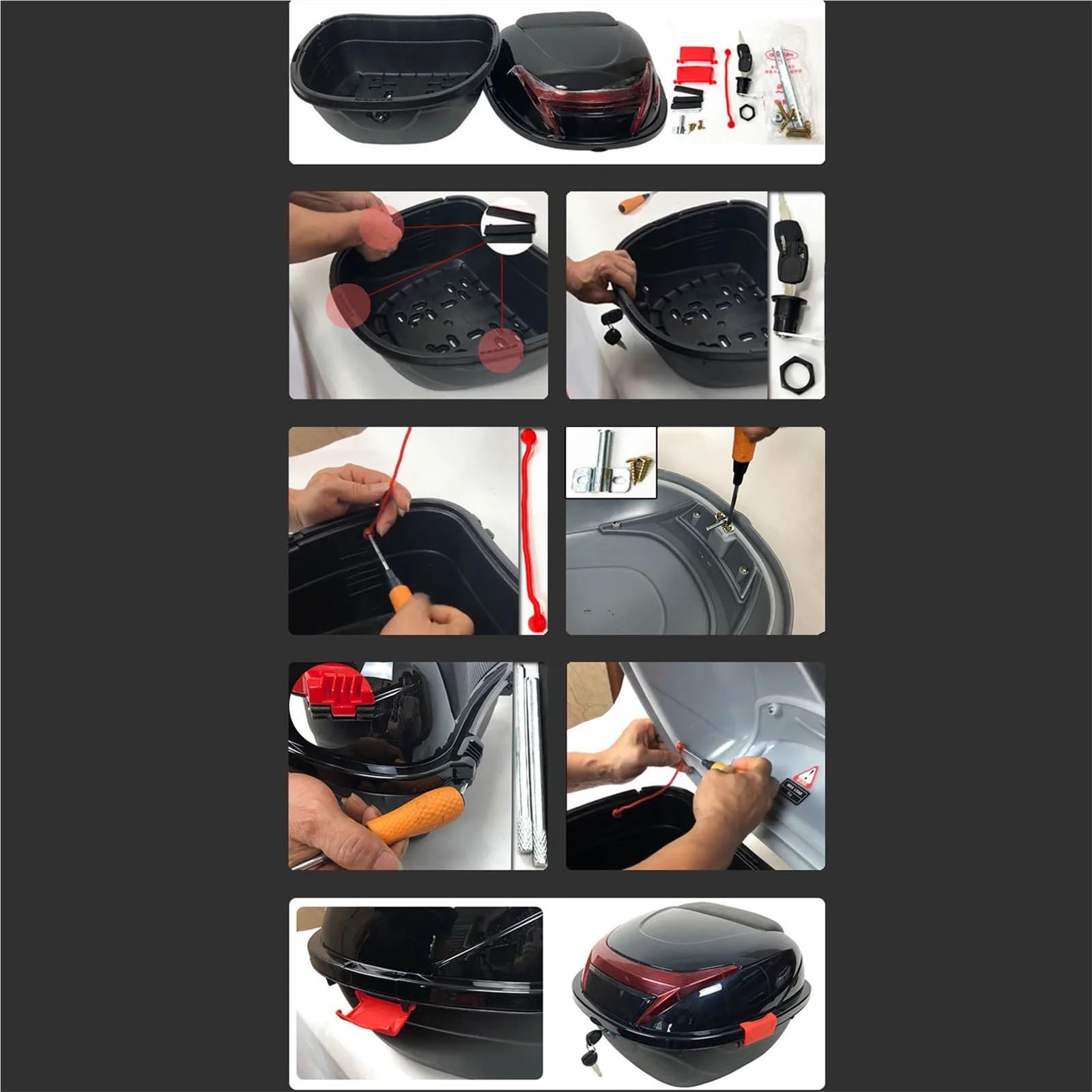 Uchwyt Topcase Tylny kufer motocyklowy, kufer tylny, wodoodporny, zamykany kufer tylny, Tylny bagażnik