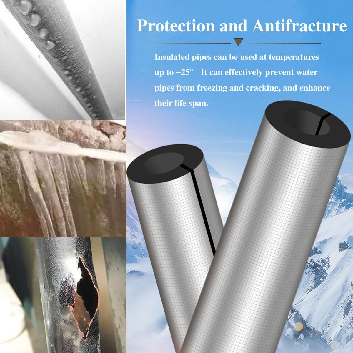 Schuim Warmte-isolerende Pijp Flexibele Buisisolatie Buiten Antivries Isolatie Pijp 48mm 60mm 76mm 89mm 110mm Vlamvertragend (Color : ID43mmxT10mmxL0.9m