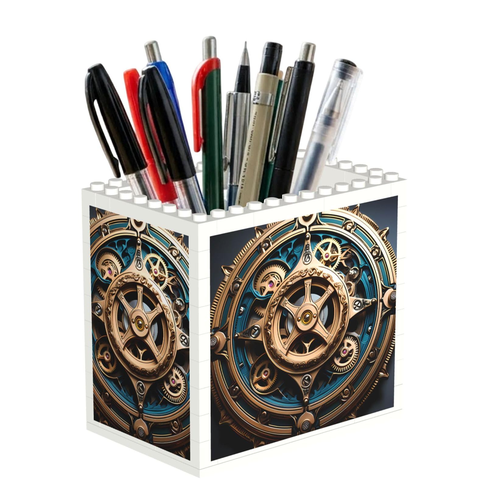 SXZVVBN Cool Steampunk Gears Building Block Desk Tidy ABS Organiser