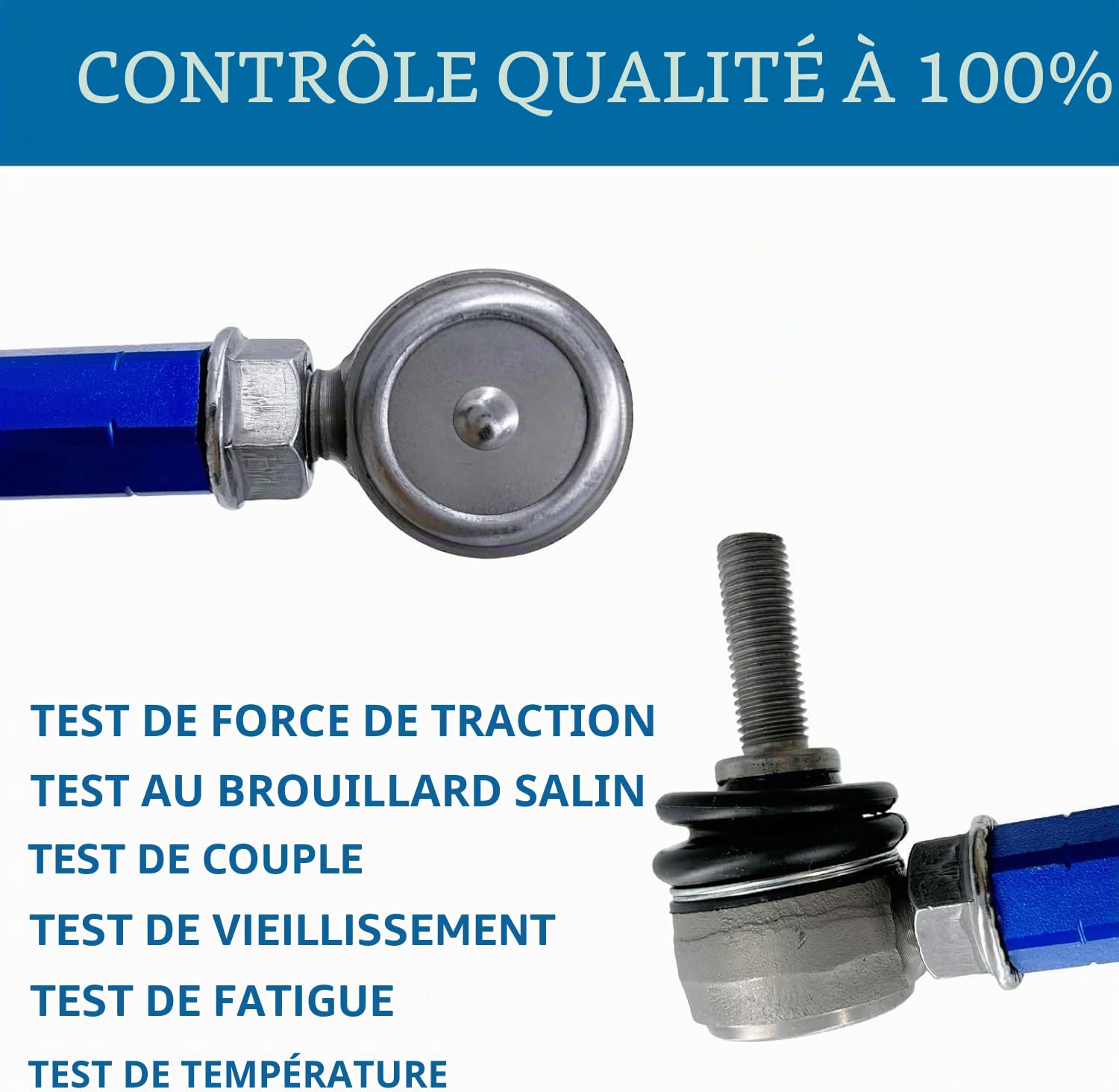 25-30 cm M12 2x Biellette Barre Stabilisatrice Modifiée pour Type Véhicule | C253012 Derrière Gauche et Droit Avec Rotule Pivotante à 360° et Réglage de Longueur/Angle en Aluminium en Bleu