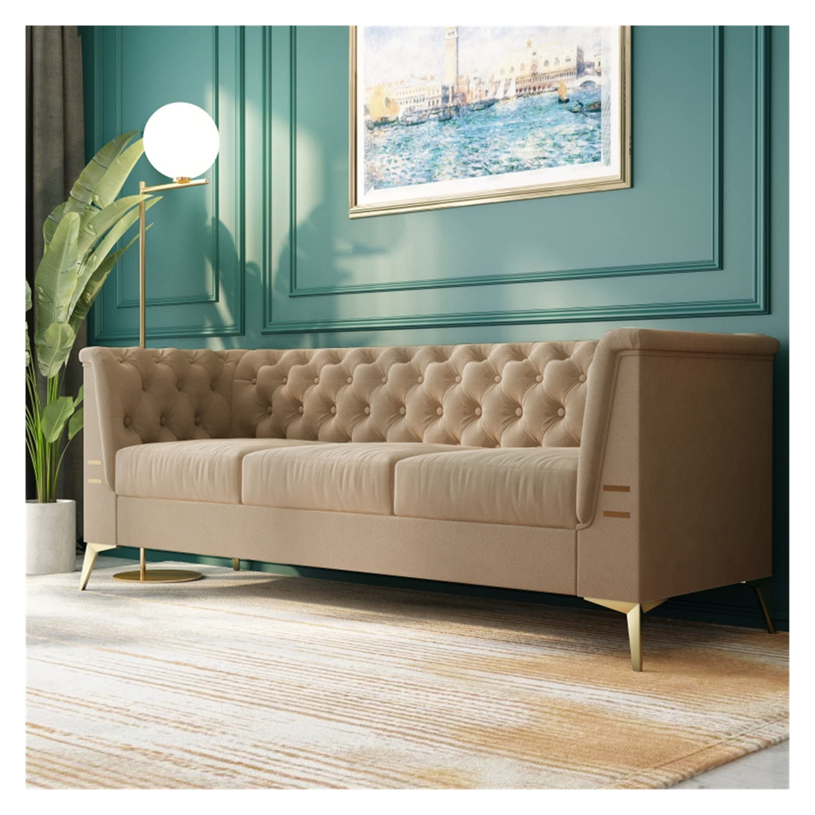 Amazon｜83インチボタンタフテッドチェスターフィールドソファ