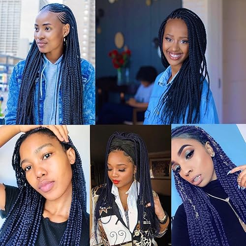 Miniatura 5 de Extensiones de cabello trenzado arcoíris de 24 pulgadas, 3 paquetes de extensiones de cabello sintético de alta temperatura, extensiones de cabello