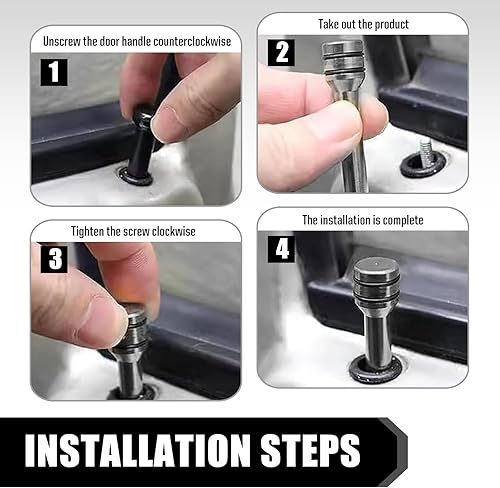 Miniatura 6 de Kit de 4 pestillos para puerta de automóvil, 1.93 x 0.47 pulgadas, aleación de color sólido, perilla de bloqueo de puerta interior, accesorio