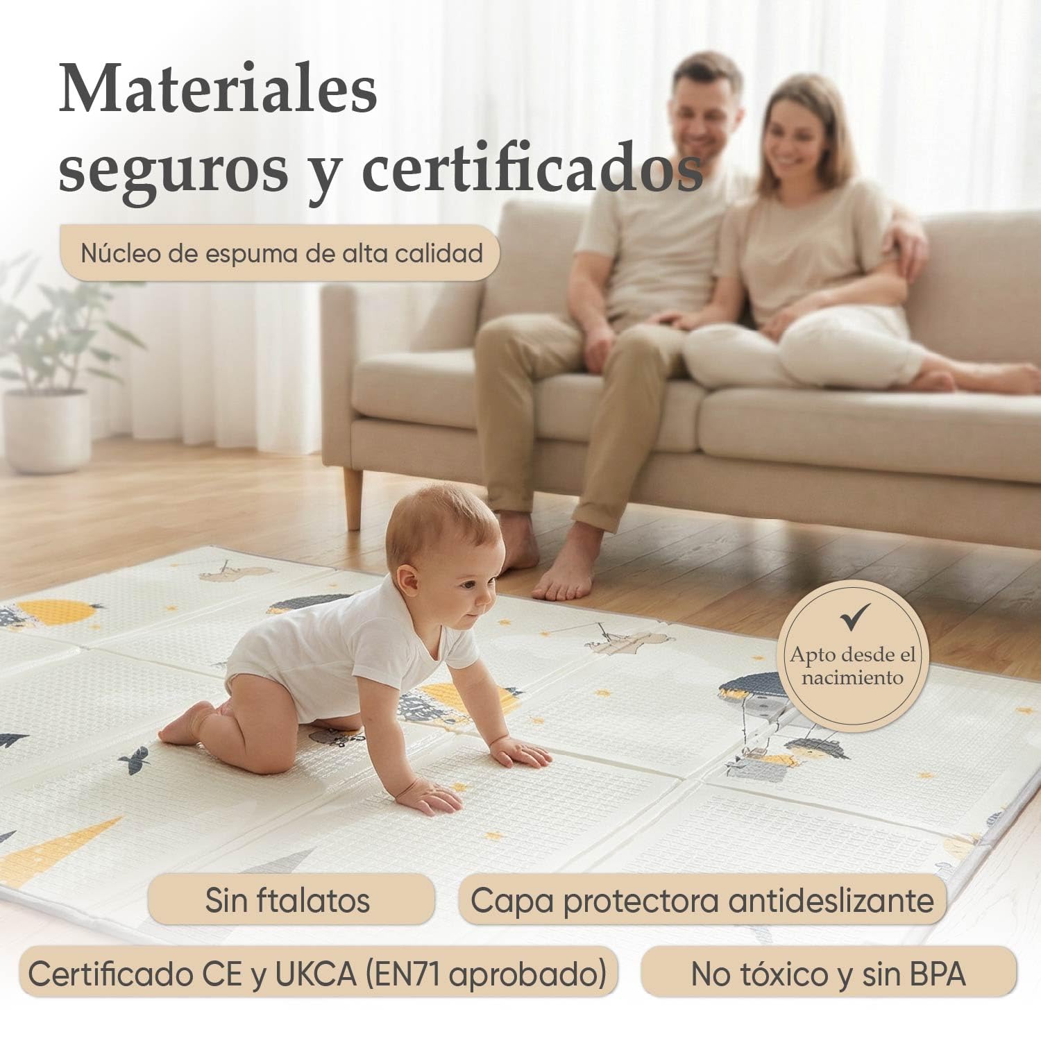 Colchoneta Bebe Suelo | Alfombra Juegos Bebés Acolchada con Bolsa de Transporte | 180x150 cm Baby Playmat, Alta Densidad, Material Espuma XPE | Alfombra Gateo Bebé Suelo Plegable