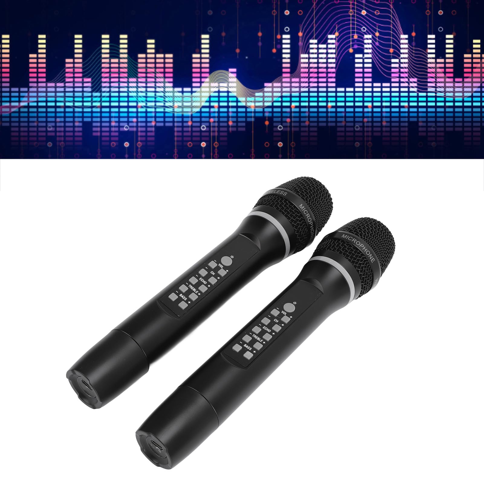 Mikrofon Bezprzewodowy, Podwójny Mikrofon Ręczny z funkcją ładowania Bluetooth i funkcją 2 w 1, Bezprzewodowy Mikrofon Dynamiczny do Karaoke, do Telefonów, Komputerów,