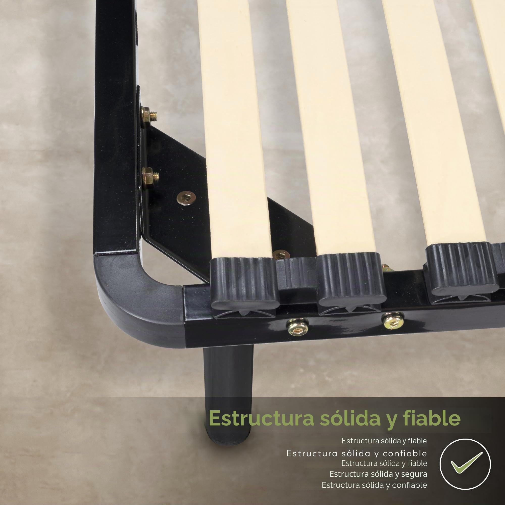 Somier Neeu IF32 140x200 cm con Listones Amortiguadores de Madera, Marco de Metal Sólido, Diferentes Tamaños, 23cm de Altura com Almacenamiento Debajo de la Cama