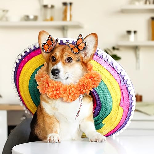 Miniatura 6 de 32 piezas de decoración Dia De Los Muertos incluyen 20 cabezas de flores de caléndula, 12 decoraciones de mariposa monarca, flores artificiales de