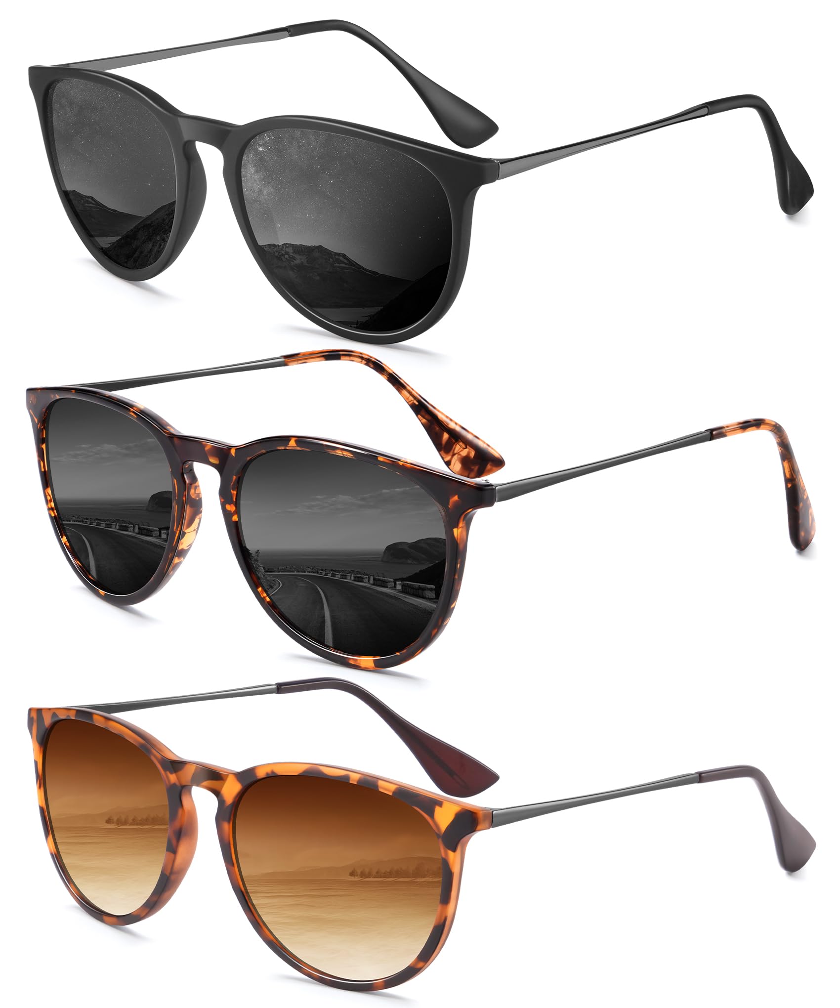 Retro Round Sun Glasses 3-Pack