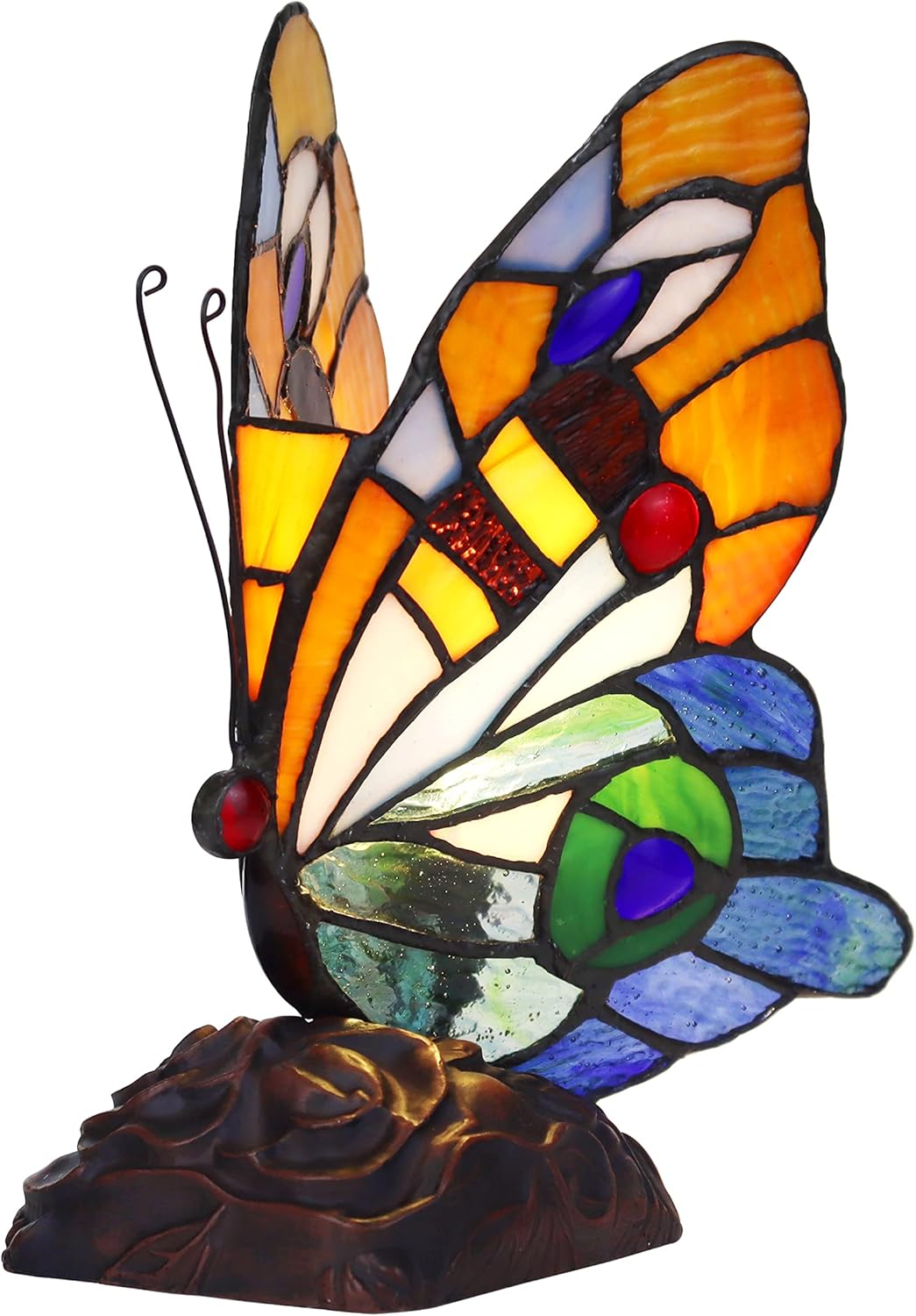 Tiffany-Style 1 Light Butterfly Accent Table Lamp 9" Tall