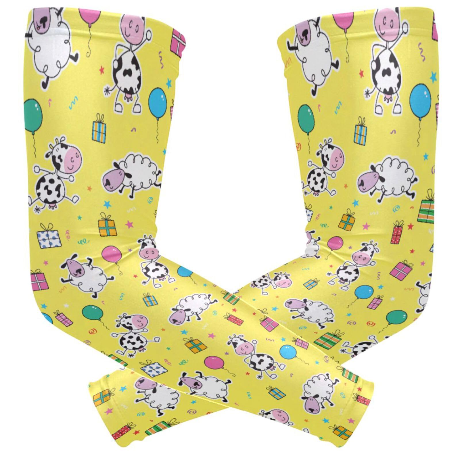 ZZKKO Milk Cow Sheep Cooling Arm Sleeves Cover Uv Sun Protection for Men Women Running Golf Cycling Arm Warmer Sleeves 1 Pair