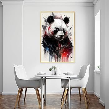 Amazon.co.jp: 絵画 パンダの絵インテリア 絵画 ポスター 落書き風の