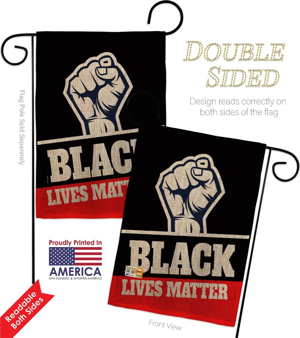 Black Lives Matter Burlap Garden Flag Support BLM Anti Racism Justice Revolution Movement Equality Social Small Decorative Gift Yard House Banner Double-Sided Made In USA 13 X 18.5