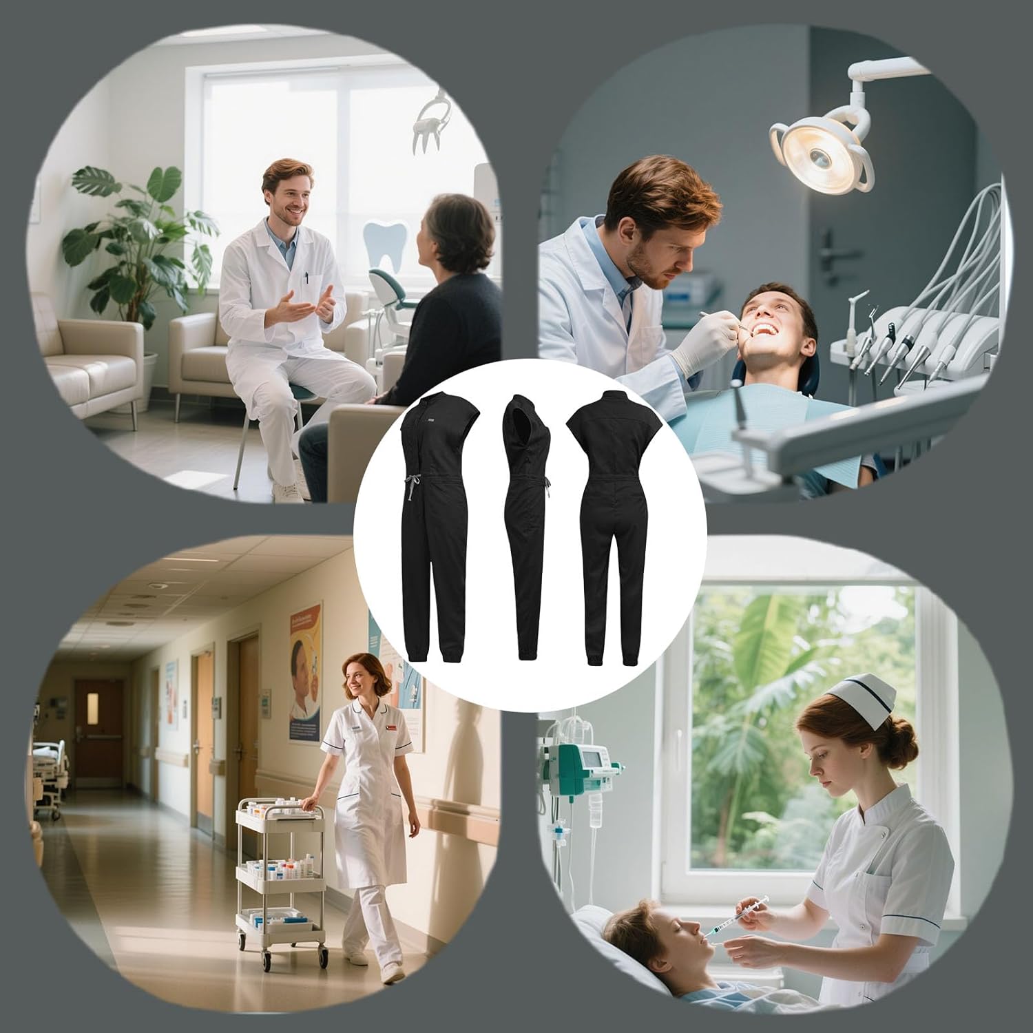 Scrubs Set for Women,Soft Stretch Jumpsuit & Jogger with Multi Pocket for Nurse Esthetician Workwear - Image 6