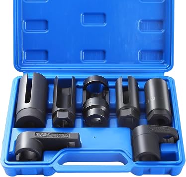 NYXOVA 7PCS Oxygen Sensor Socket, Universal O2 Sensor Removal | Tool Kit with 22, 27, 29mm Sockets for All Vehicles, Automotive O2 Oxygen Sensor Socket Offset Wrench Remover