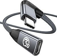 Vista 10 de UseBean Cable de extensión USB C en ángulo recto de 0.6 pies, 90 grados USB-C 3.2 Gen 2 20Gbps macho a hembra tipo C 4K cable extensor de video