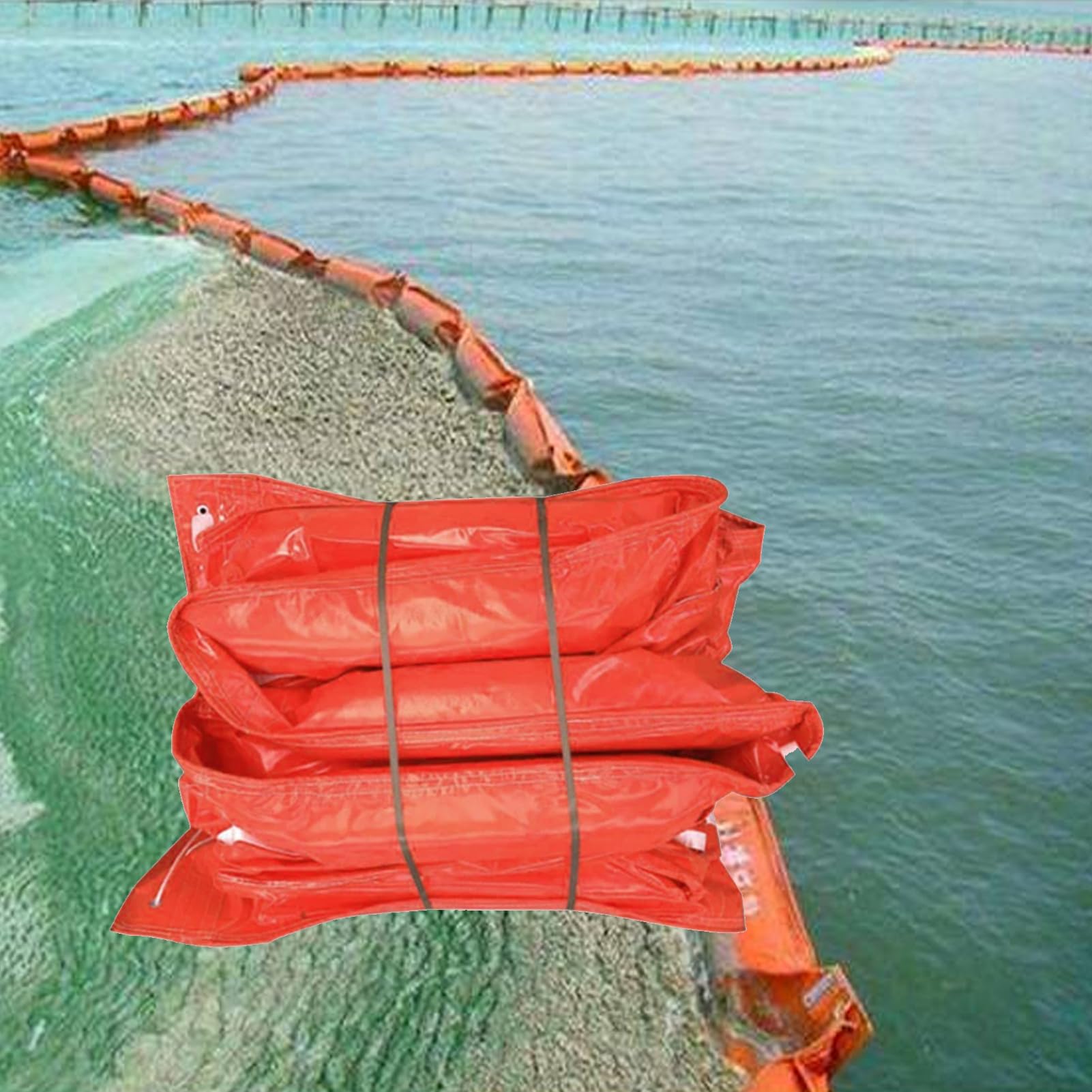 Barrière flottante anti-pétrole en PVC - Barrière végétale aquatique réutilisable pour lacs et milieux marins, barrière de confinement robuste pour la lutte contre les déversements d'hydrocarbures d