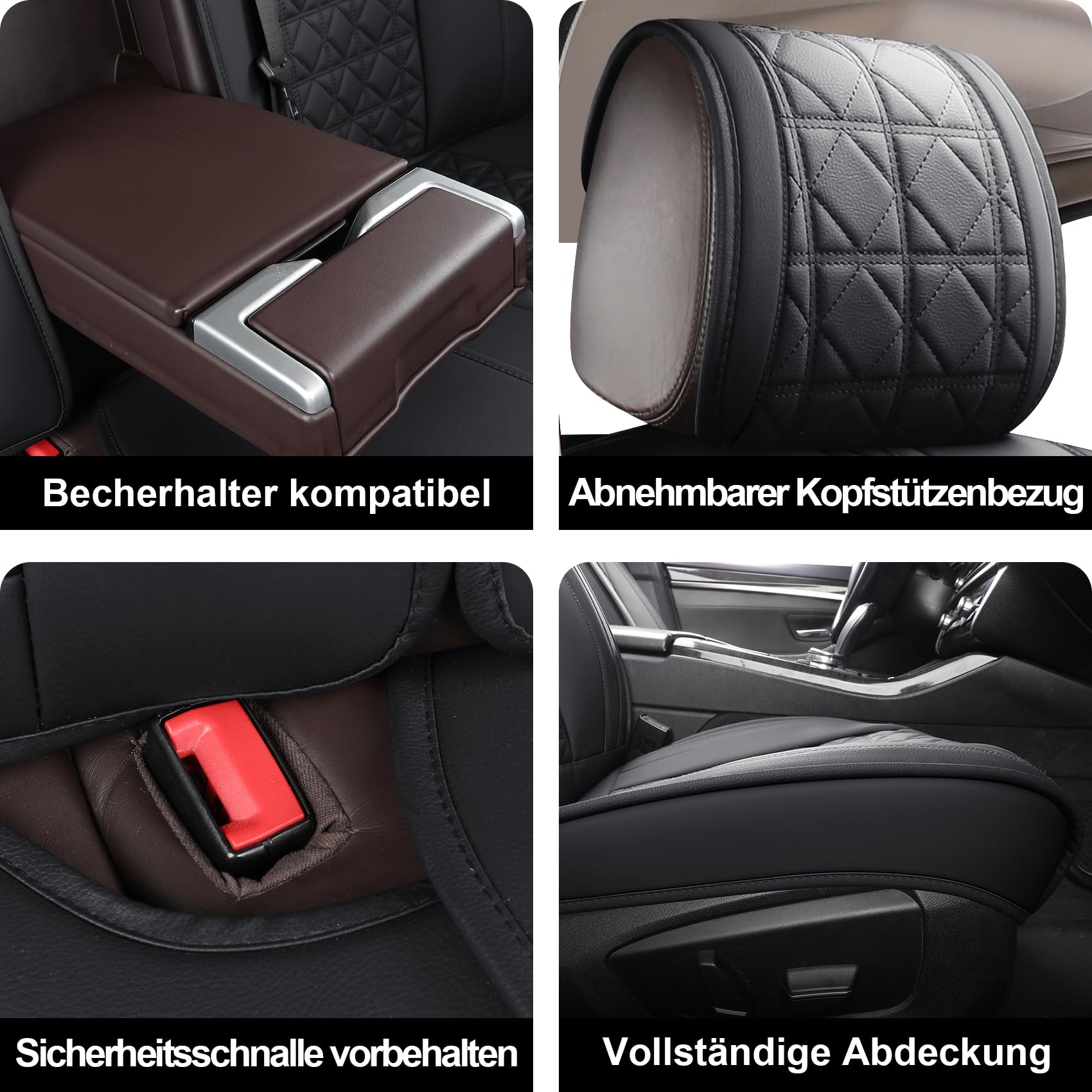 YOUXIU Autositzbezüge Sitzschoner Auto-Schonbezüge Komplettset, Schwarz | Universell für VW Golf Polo Tiguan BMW Audi Ford Benz Wasserdicht Kunstleder mit Seitenairbag