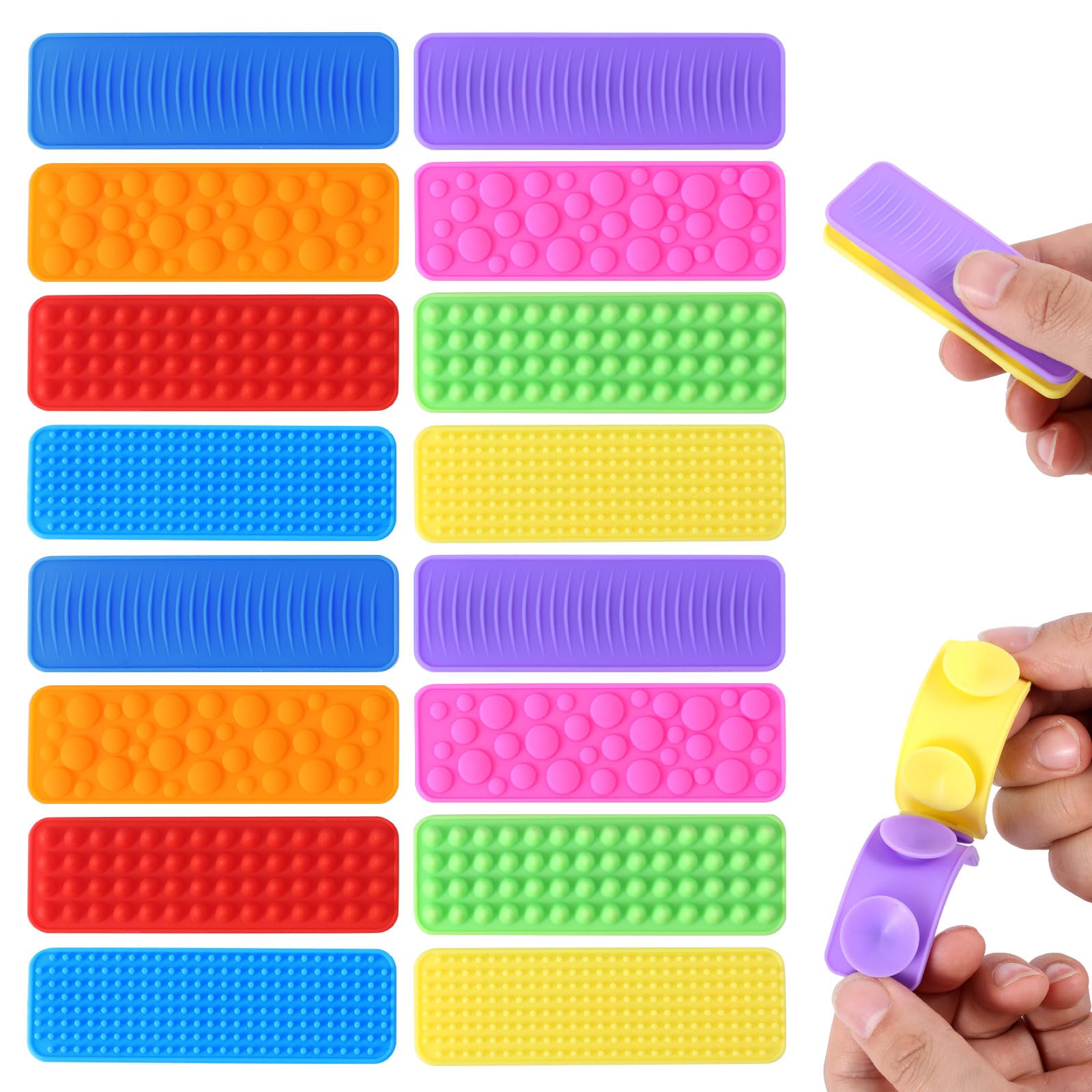 16pcs Sensory Fidget Toys, Suction Cup Toys for Autism Kids Adults Sensory Textured Strip Colorful Calming Items for Desk Laptop Travel Classroom Office Keep Hands Busy