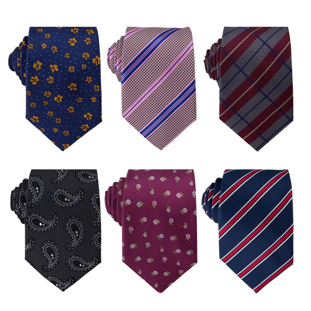 Men's Necktie Classic Silk Tie Woven Jacquard Neck Ties 6 PCS